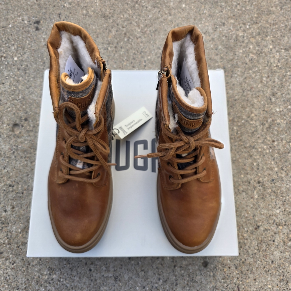Cougar Insulated Brown Plaid Ankle Boots Women Size 10 - Picture 7 of 12